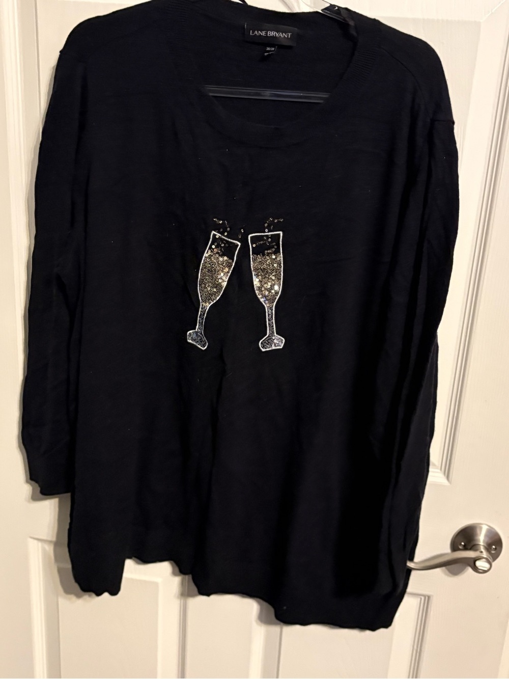 300- Lane Bryant Black Sequin Champagne Flutes Sweater